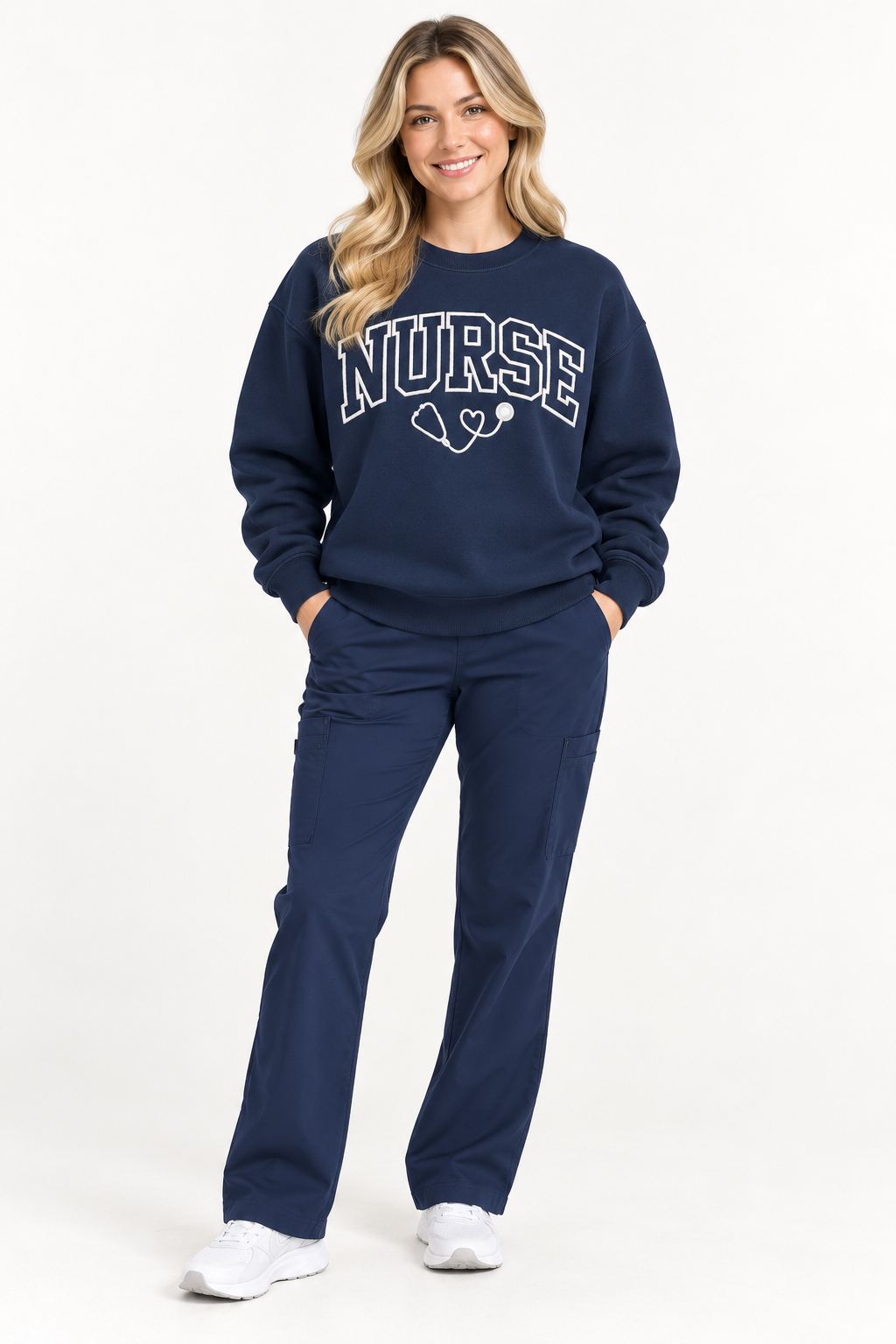 NURSE Stethoscope Embroidered Crewneck Sweatshirt