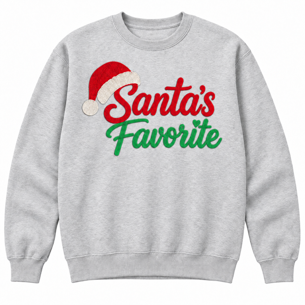 Santa’s Favorite Embroidered Crewneck Sweatshirt