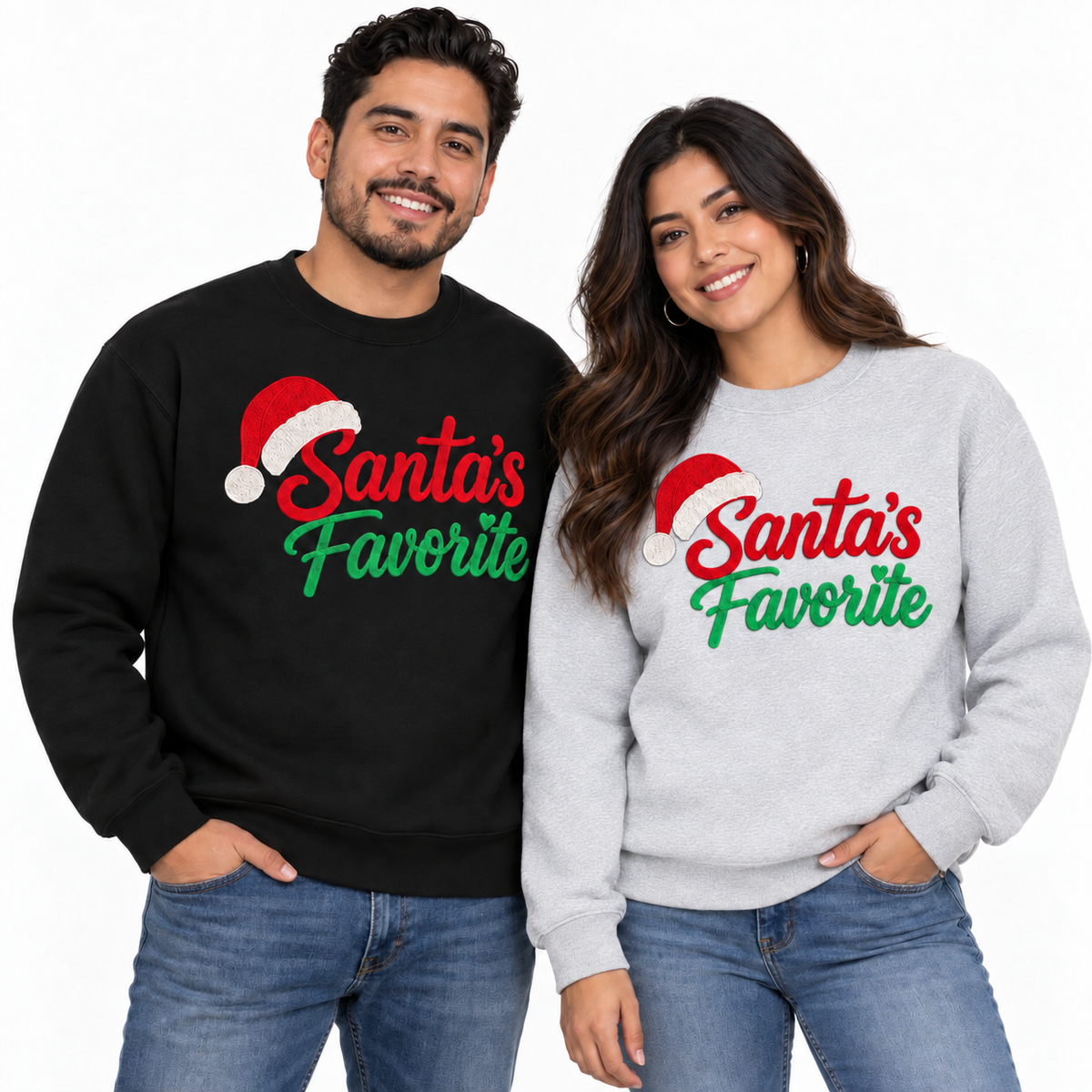 Santa’s Favorite Embroidered Crewneck Sweatshirt