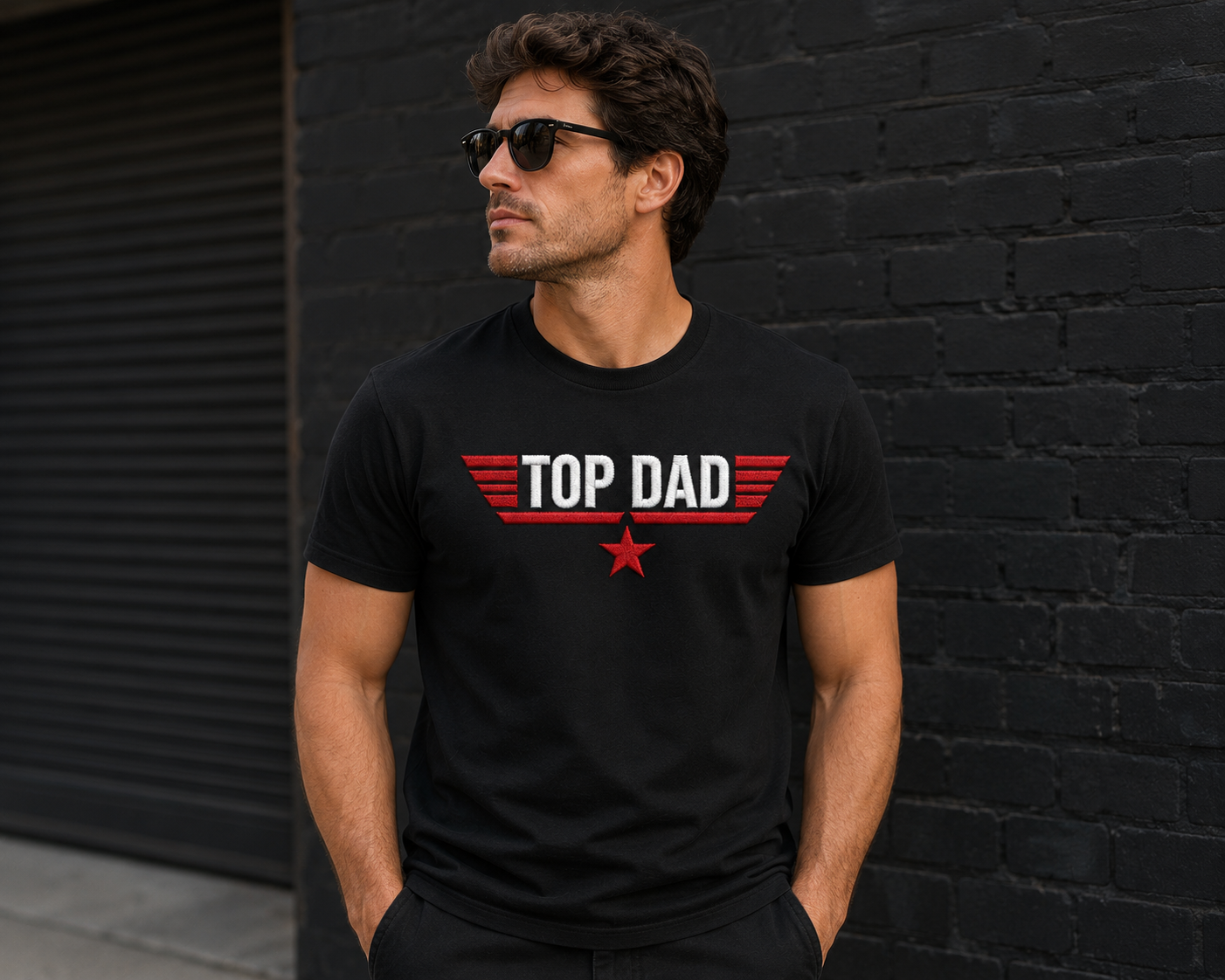 Top Dad Embroidered Tee