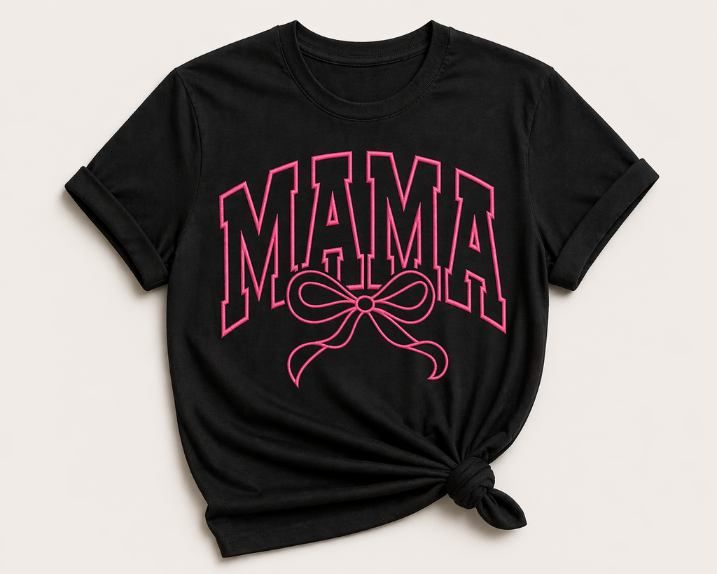 MAMA Bow Tee — Embroidered